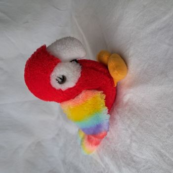 Partager Peluche doudou perroquet marque Eluz Hauteur 13 cm vintage