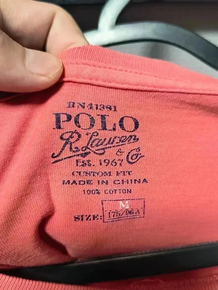 T-shirt Ralph Lauren Vintage Y2K Corail Logo Vert – Custom Fit M - photo numéro 4