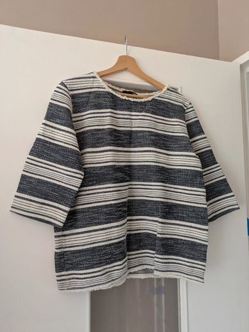 Magnifique haut femme bleu chiné et blanc Etam taille XL