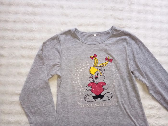 Tshirt ML fille 10/11ans 🩶🤍 - photo numéro 2