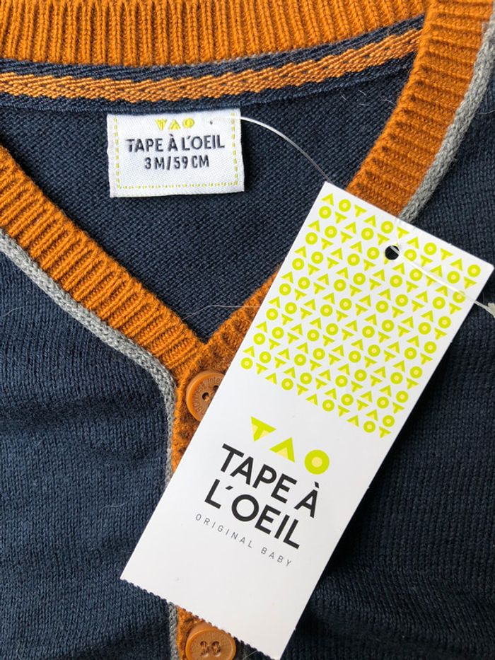 Gilet pull Tape à l’Oeil 3 mois / 59 cm neuf - photo numéro 3