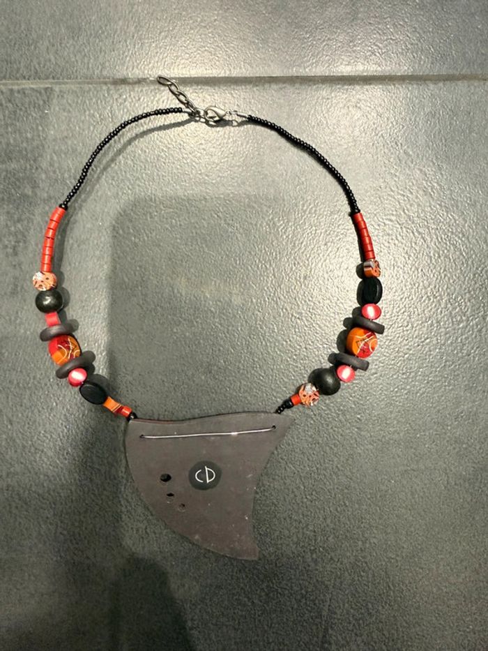 Ensemble de bijoux, collier et boucles d’oreilles, fabrication artisanale coloré - photo numéro 3