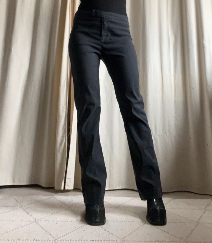 Pantalon gris rayures vintage y2k officecore annees 2000 - Taille L/XL - photo numéro 4