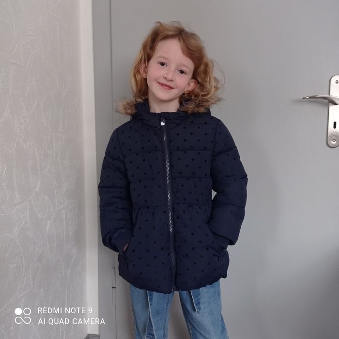 Doudoune marine à pois 6ans