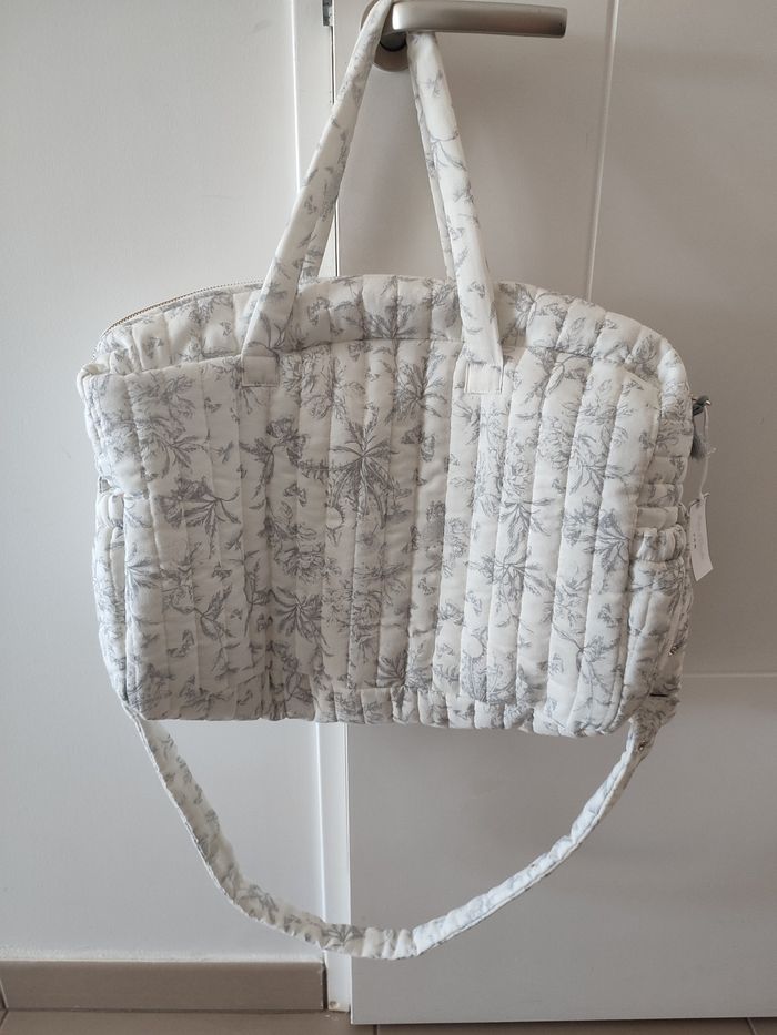 Sac tartine et chocolat toile de Jouy gris neuf - photo numéro 2