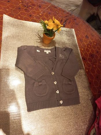 Très joli gilet terre avec boutons cœur