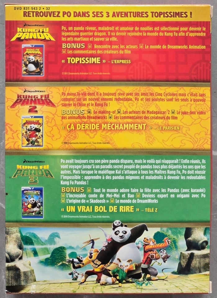 Coffret de la Trilogie de Kung Fu Panda (Dreamworks) d'occasion en très bon état comme neuf - photo numéro 3