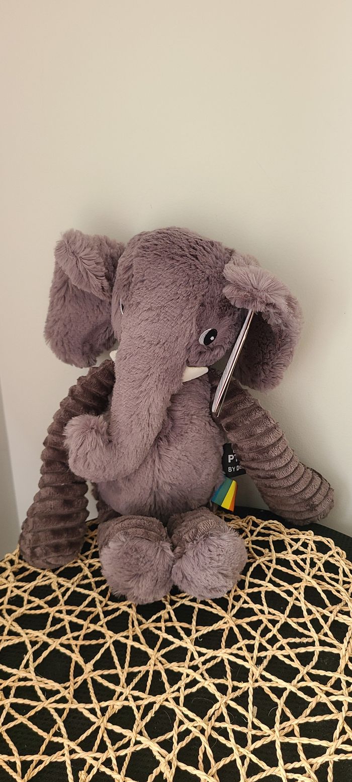 LES DÉGLINGOS Peluche Les Ptipotos Dimoitou l'éléphant gris (35 cm) - photo numéro 3