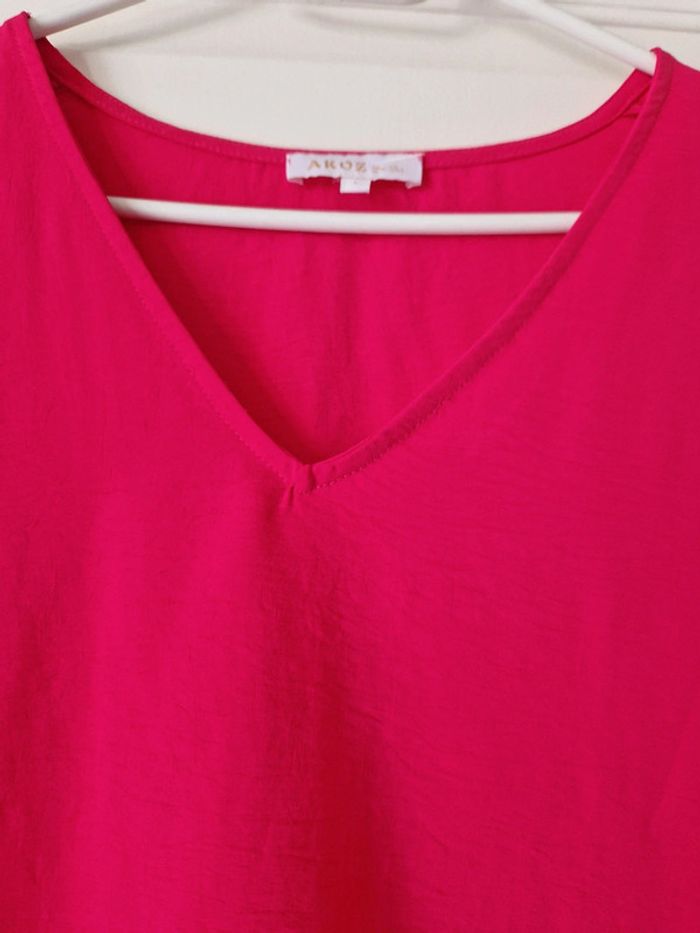 Tee shirt femme rose fushia akoz taille L - photo numéro 2