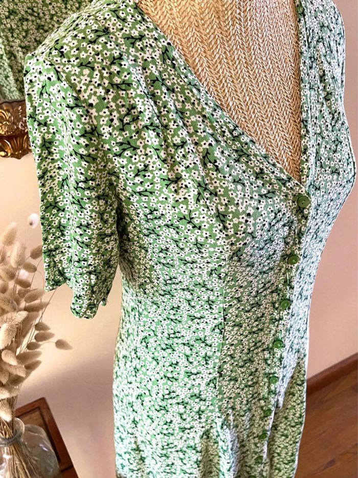 Robe Fleurie Verte - Monki - Taille XS - photo numéro 8