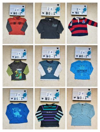 Lot de 9 hauts manches longues garçon – 24 mois / 2 ans