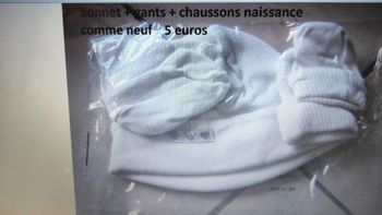 Lot bonnet gants chaussons maternité naissance