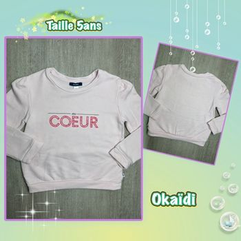 Pull sweat inscription cœur - taille 5 ans 110 cm