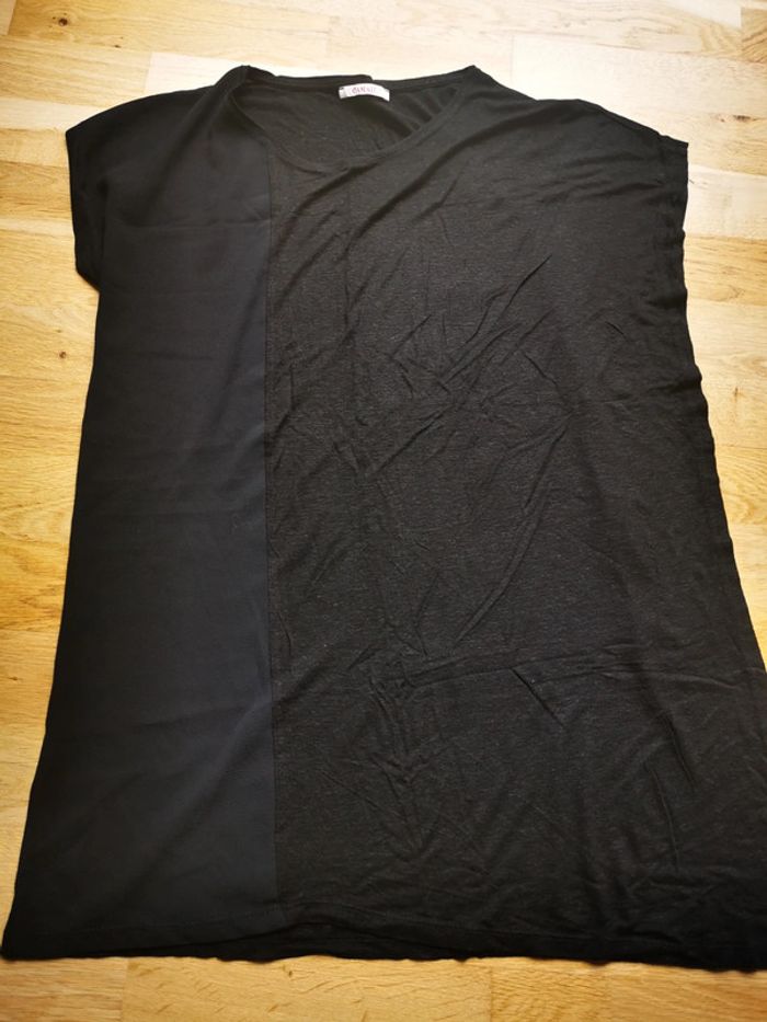 Tee-shirt noir bi matière