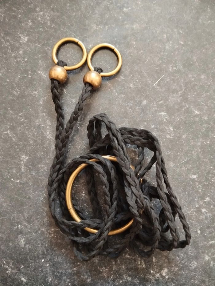 Neuve Ceinture décorative noire tressée anneaux - photo numéro 2