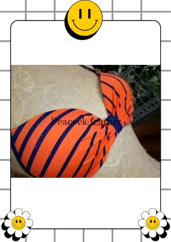 👙maillot de bain orange/bleu 36 push up 👙 - photo numéro 2