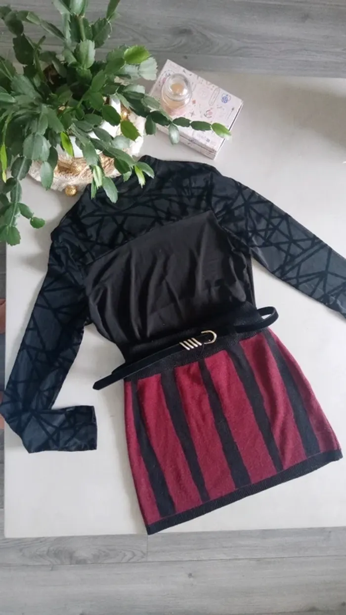 Mini Jupe rayée hiver S/M - photo numéro 3