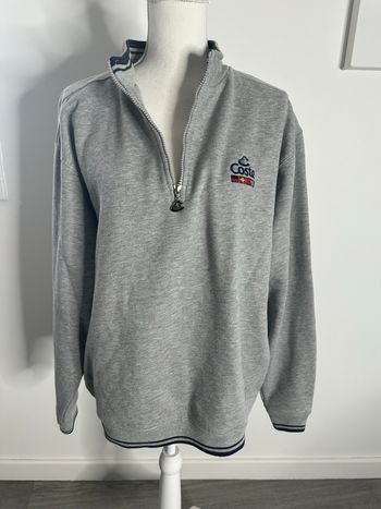 Sweatshirt zip Gris et bleu marine brodé Costa T36/38 S/M