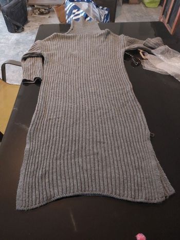 Robe en laine gris col roule