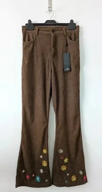 Pantalon neuf évasé côtelé brodées - taille 38/40