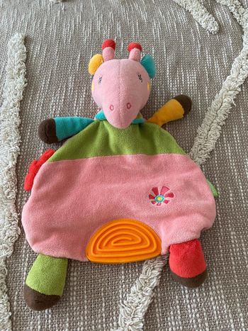 Peluche doudou plat 28cm Babysun Peppa Pig cochon rose et vert très bon état