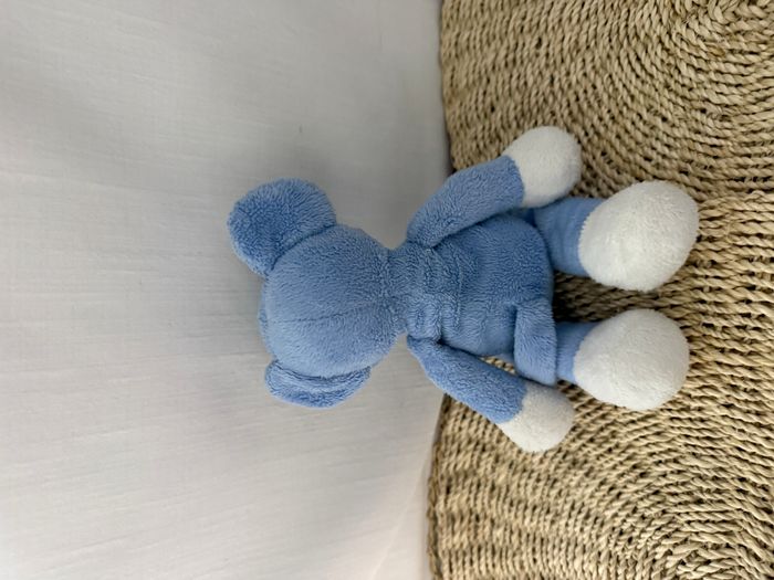 Souris NICOTOY doudou bleu et blanc en peluche - photo numéro 5