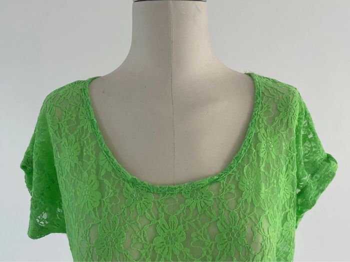 Haut dentelle vert fluo - xl - bel & bo - photo numéro 2