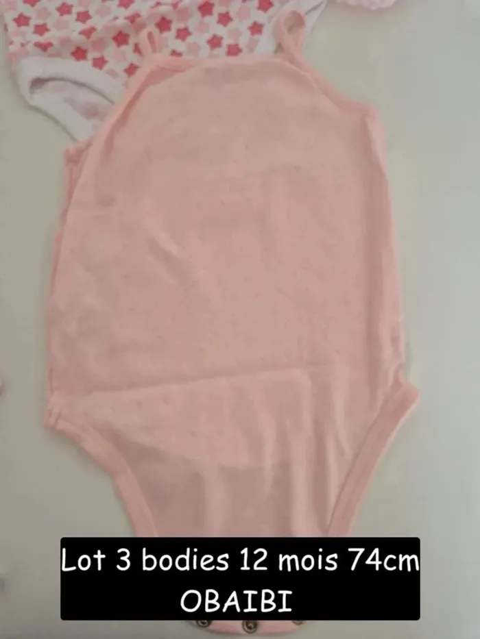 Collection 2025 🌸 3 bodies bretelles été Obaibi , Parfait état 🌸 12 mois 74 cm - photo numéro 7