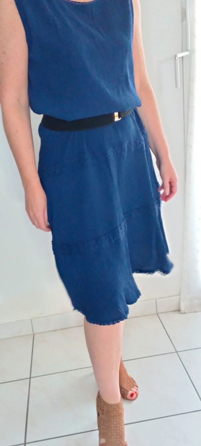 Robe midi bleu roi vintage dressing 40