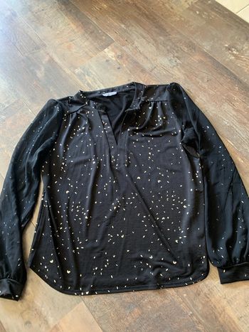 Blouse bi matière noire et dorée