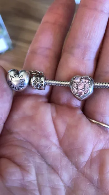 Charm cœur pavé rose clair compatible Pandora
