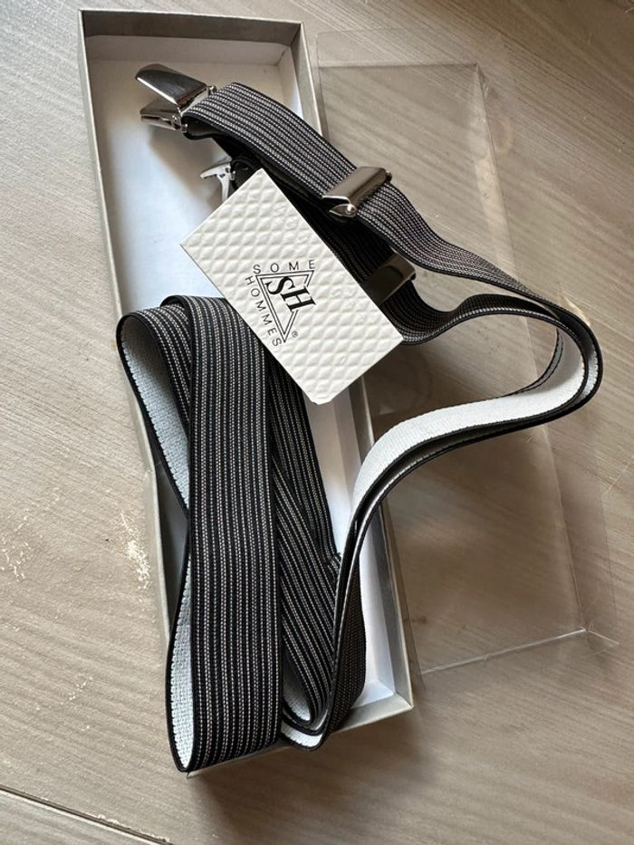 Bretelles Rayées Noir et Gris Homme - photo numéro 2