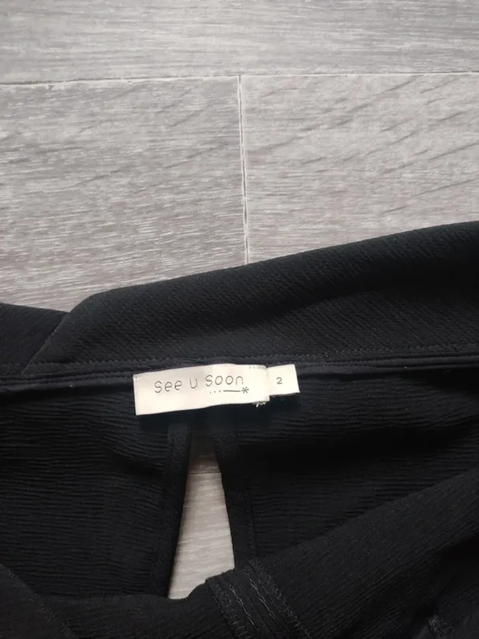 Robe mi-longue manches courtes col bardot noir avec poches taille 38 / 40 See U Soon - photo numéro 9