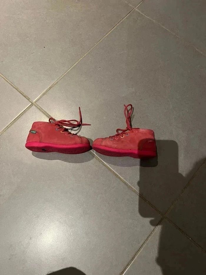 Bottines - Kickers - Nubuk - Rose, bleu turquoise, jaune & rouge - 23 - photo numéro 3