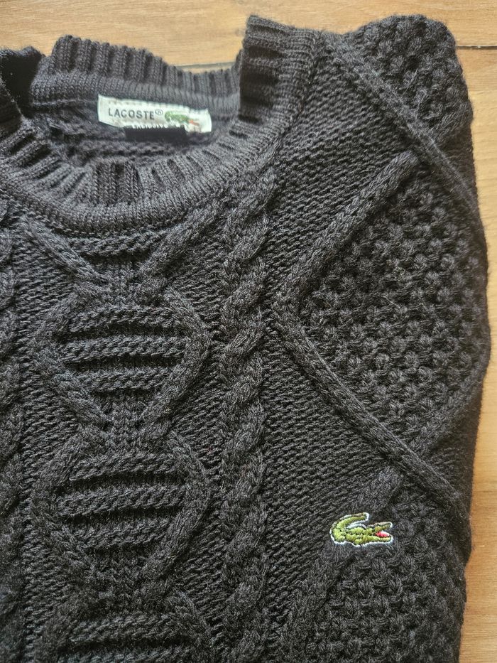 Pull en laine torsadé noir de chez Lacoste - photo numéro 9