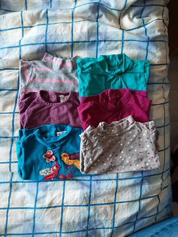 Lot de 6 sous pull tee shirt manches longues 9 mois fille