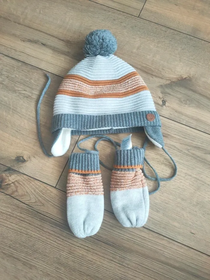 Ensemble bonnet et gants bébé garçon 12/18 mois Obaïbi