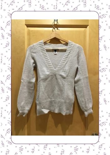 Pull col V gris clair Mango