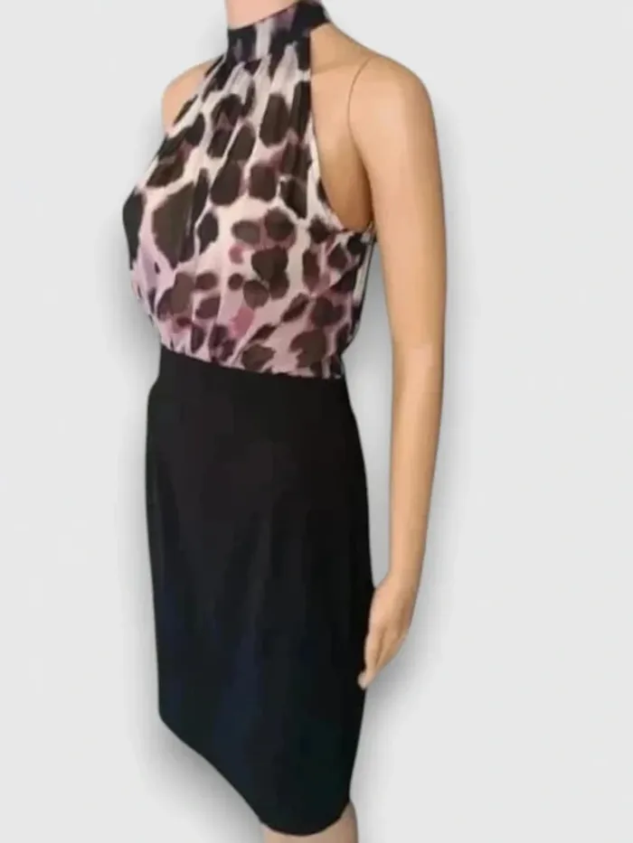 robe midi Manigance noir et violet à motifs épaules dénudées taille M - photo numéro 2