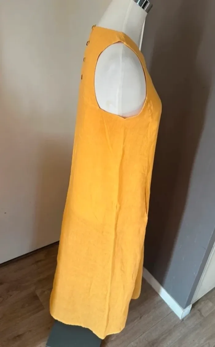 AT.P.CO robe longue en lin jaune été femme, taille 36 - photo numéro 6