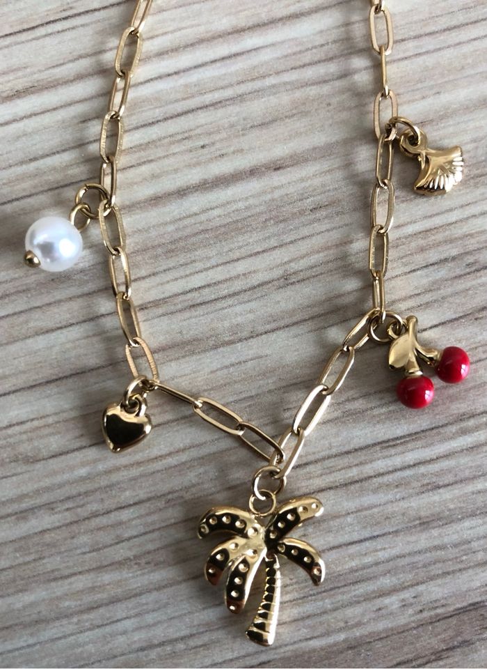 Bracelet cheville pampille cerise