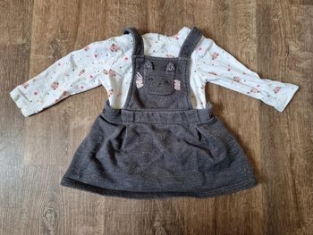 Ensemble robe à bretelles et tshirt chat