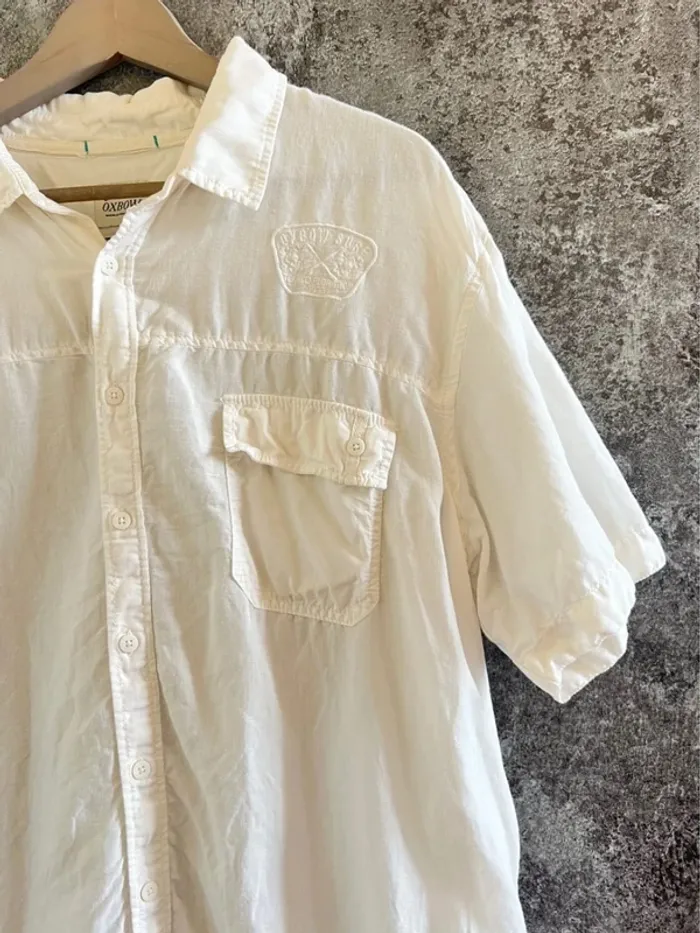 Chemise blanche homme Oxbow taille XXL coton lin Camisa hombre Camicia uomo Herrenhemd - photo numéro 3