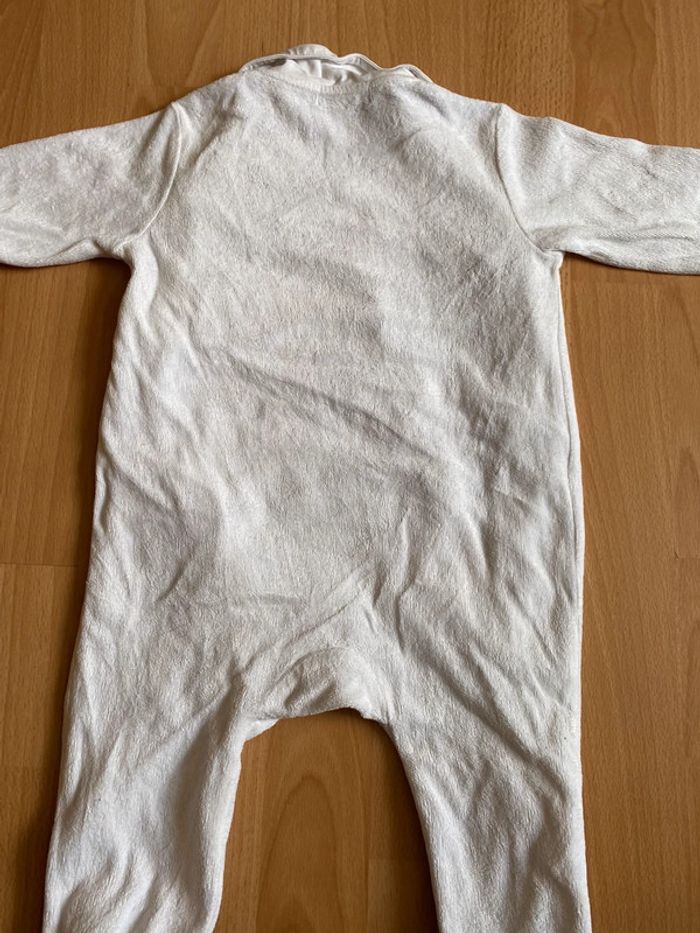 Joli pyjama/grenouillère en velours blanc T. 12 mois/74 cm mixte TBE - photo numéro 5
