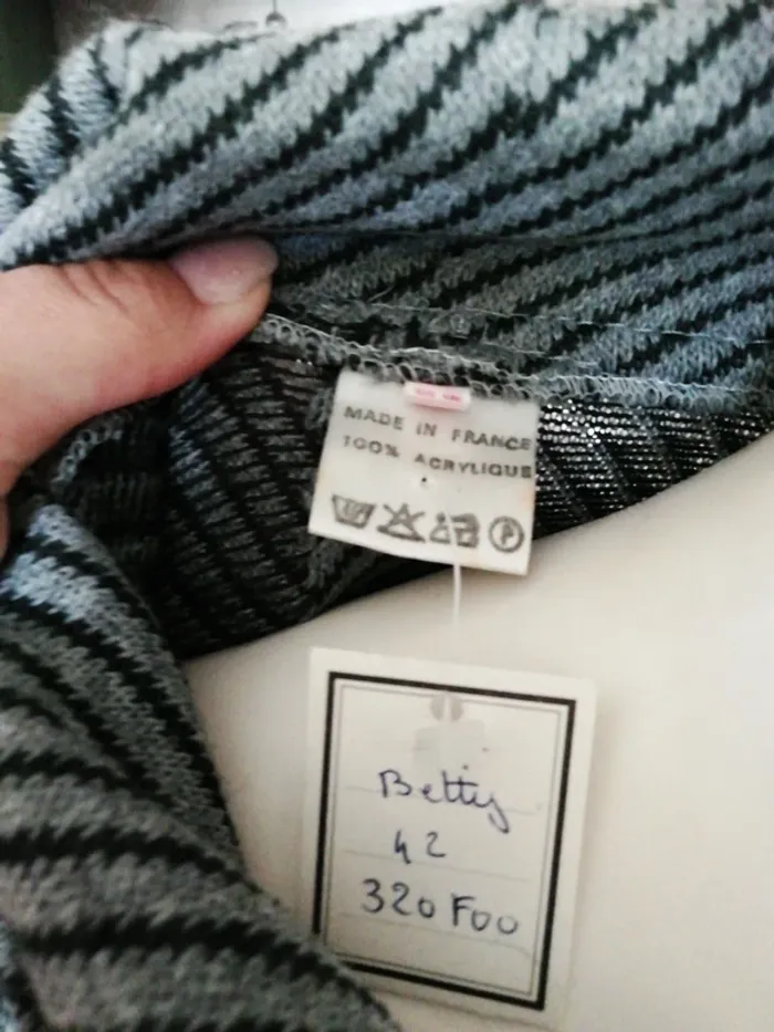 Ribe dress hiver winter vintage rétro chaude grise Grey rayée stripes - photo numéro 2