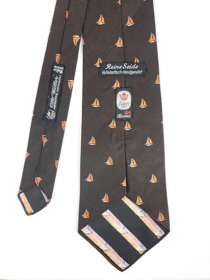 Cravate Edsor Kronen Vintage - 100% Soie - Motif Bateaux - photo numéro 4