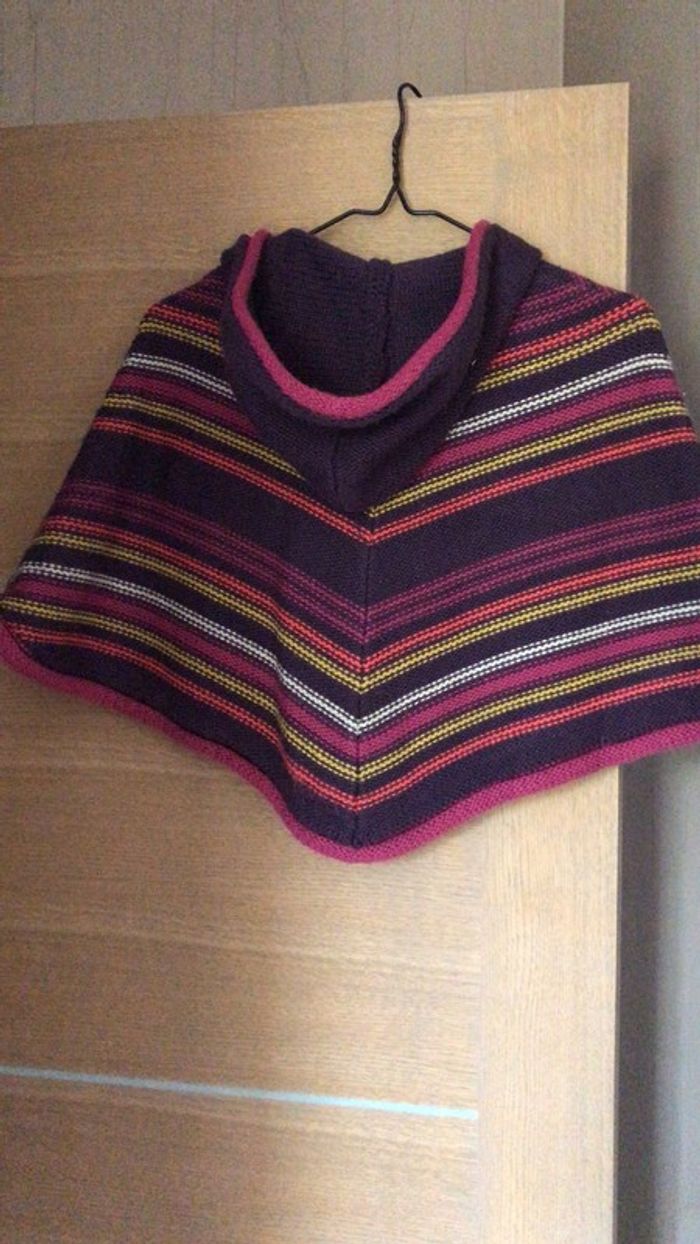 Veste châle en laine à capuche 6 ans - photo numéro 3