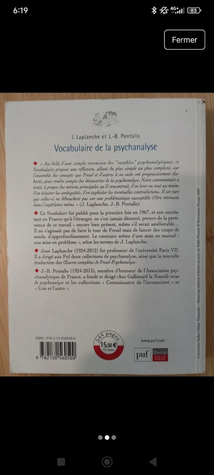 Vocabulaire de la psychanalyse - photo numéro 2