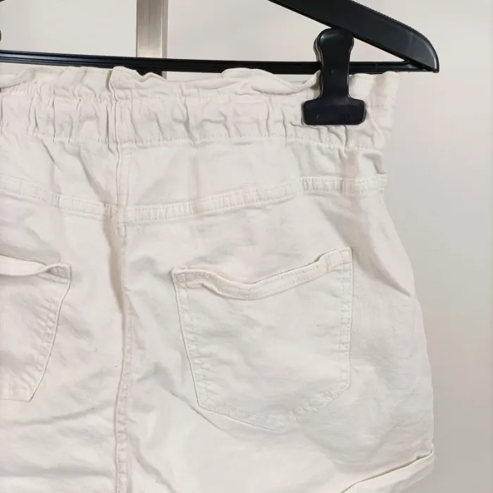 Short blanc taille haute à cordon – effet coton texturé – taille 38 A1032 - photo numéro 7