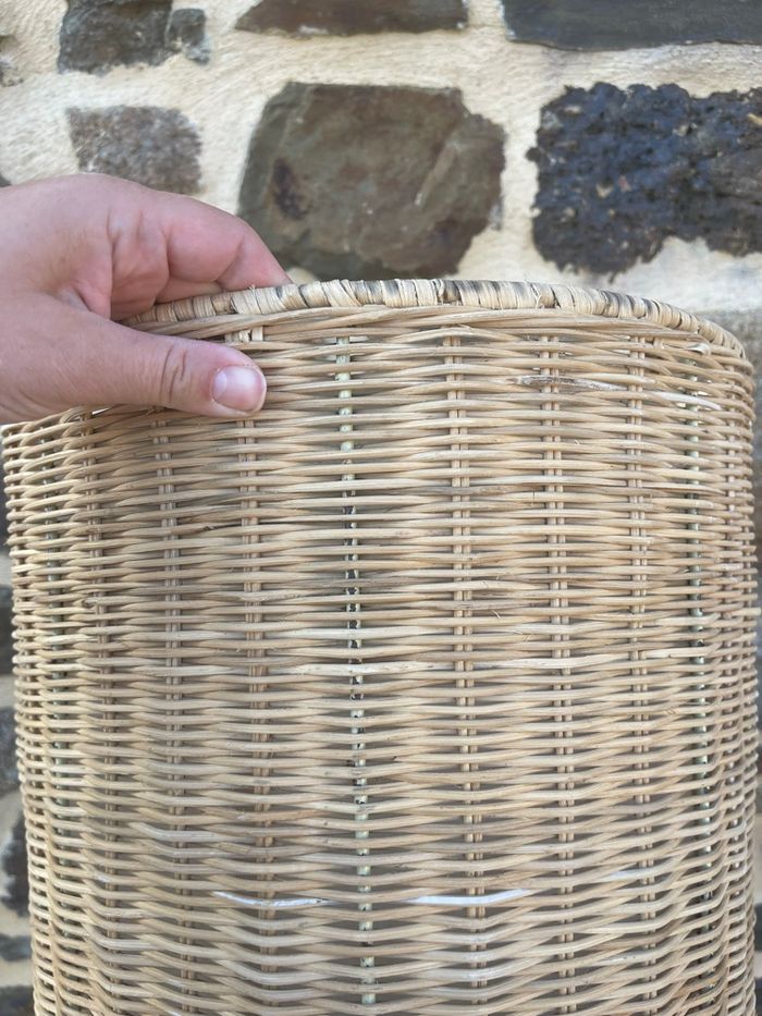 Panier à linge en rotin avec tissus - Vintage - photo numéro 5
